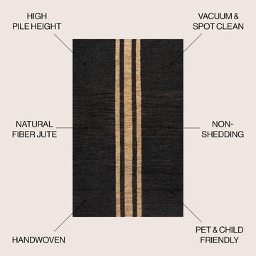 Olivier Rustic Beach House Wide Ticking Stripe Jute Area Rug